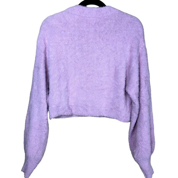 Kendall & Kylie Women Sz Small Long Sleeve Cropped Cardigan Purple Lilac Sweater - Picture 2 of 7